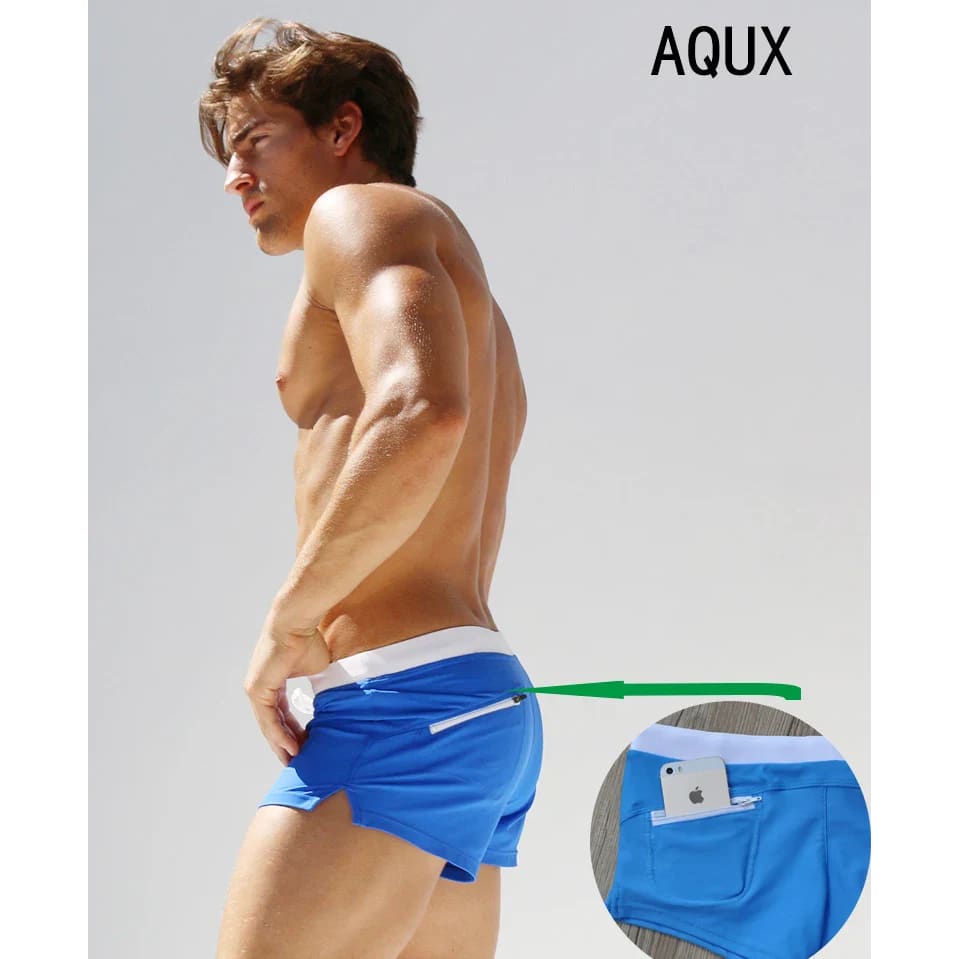 Men’s Low Waist Surfing Trunks – Sexy Swim Shorts with Pockets - On sale