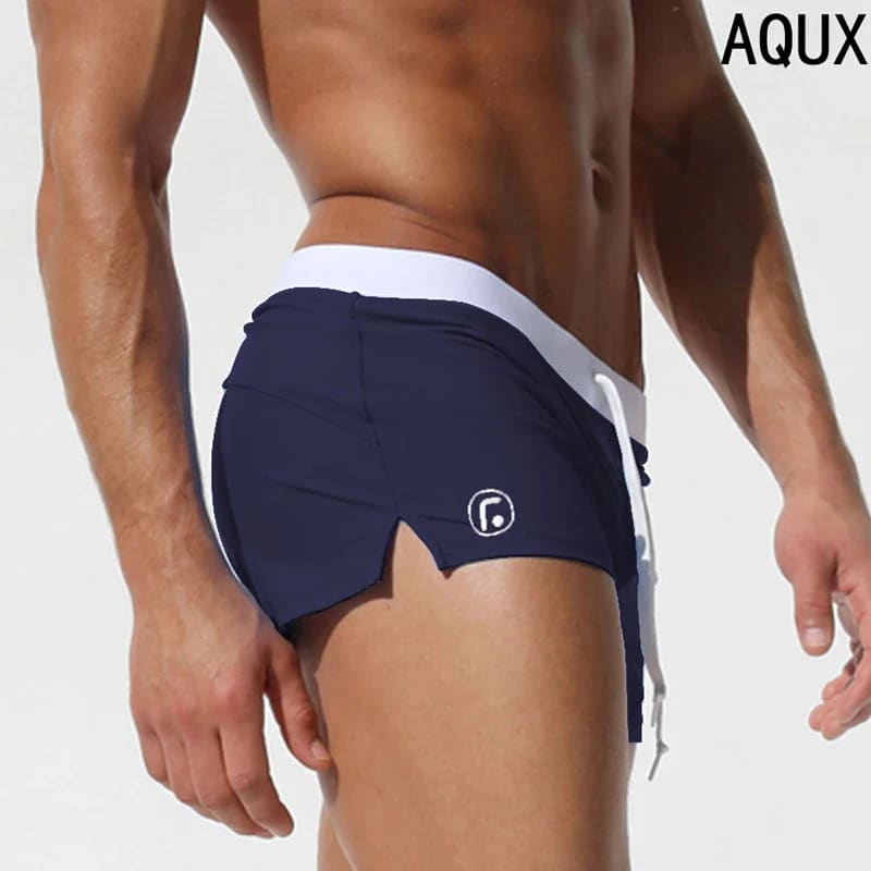 Men’s Low Waist Surfing Trunks – Sexy Swim Shorts with Pockets - On sale