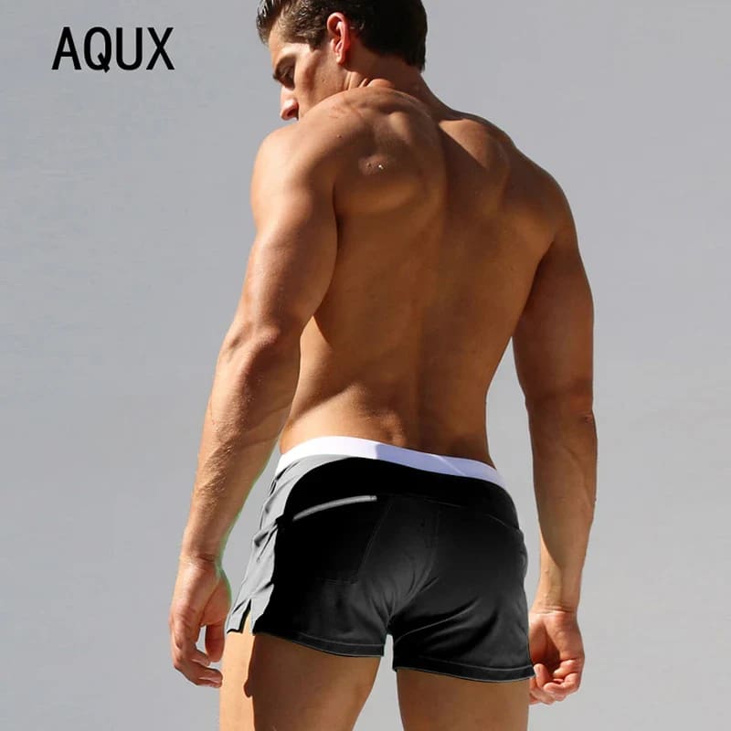 Men’s Low Waist Surfing Trunks – Sexy Swim Shorts with Pockets - On sale