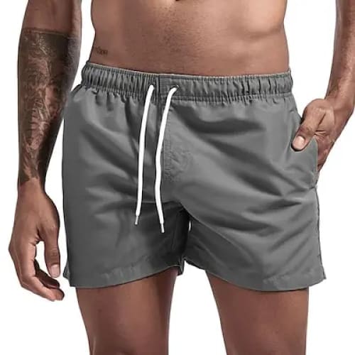 Men’s Quick-Dry Swim Shorts with Pockets | Board - Gray / 4XL On sale
