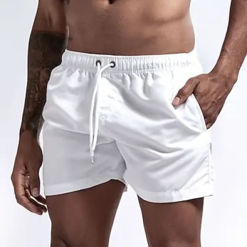 Men’s Quick-Dry Swim Shorts with Pockets | Board - White / M On sale