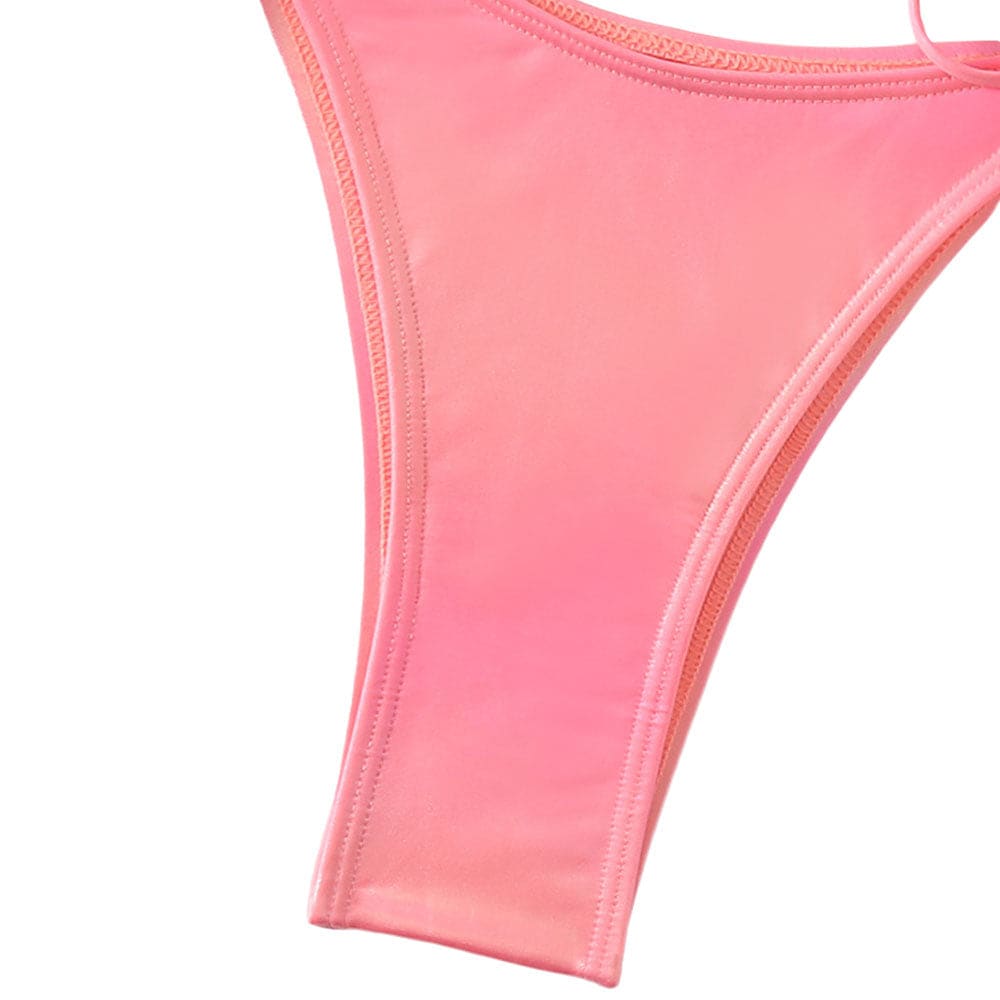 Metallic Foil Tie String Triangle Halter Bikini - On sale