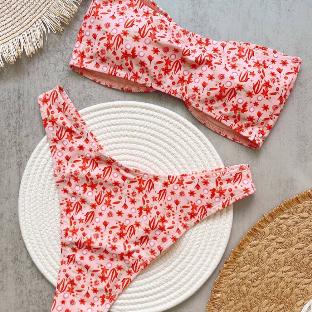 Metallic Sea Snail Bandeau Bikini – High Cut Brazilian Set - On sale