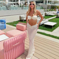 Metallic Starfish Bandeau Bikini & Sheer Skirt Set - White / S On sale