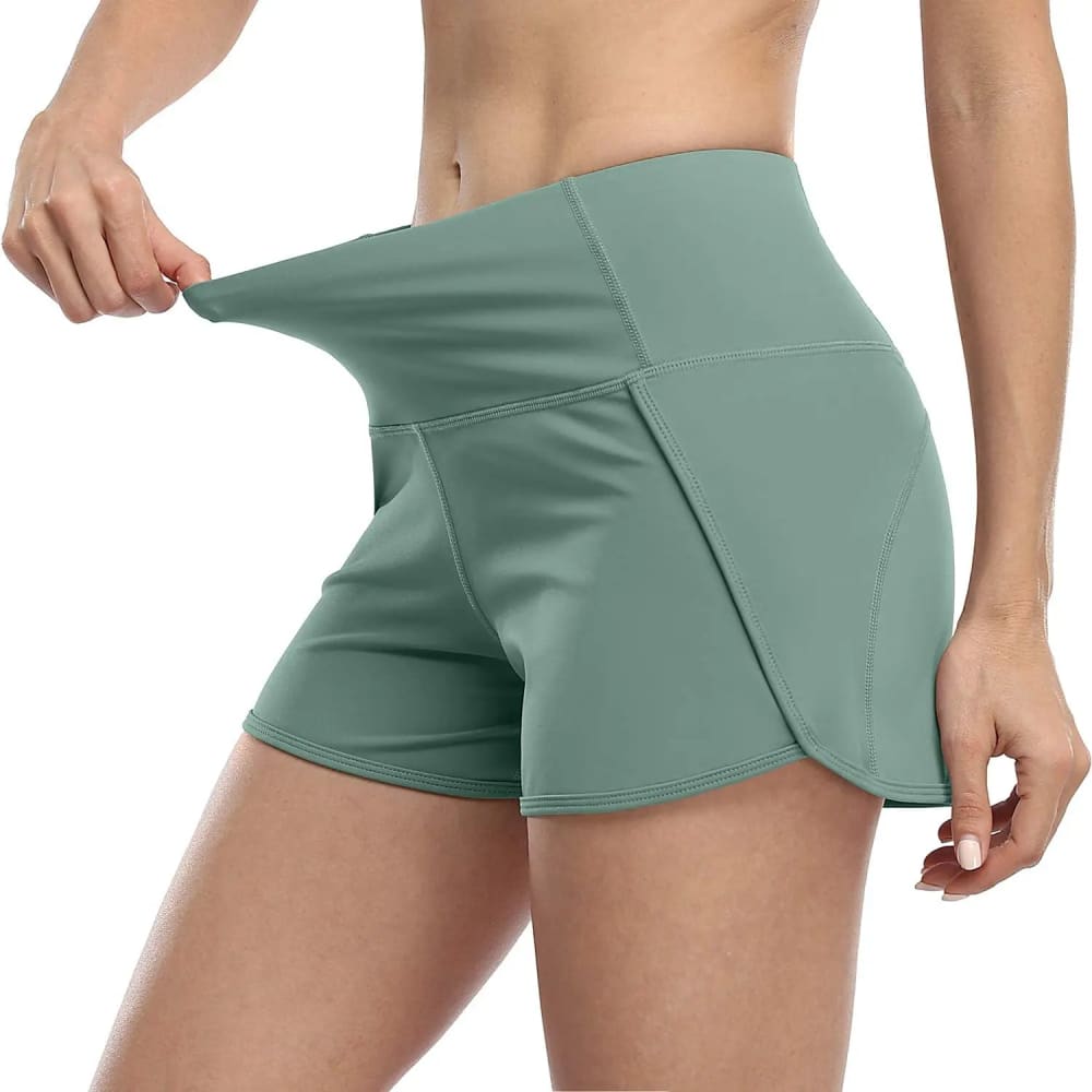 Mid-Waist Soft with Back Pockets Sports Yoga Shorts - On sale