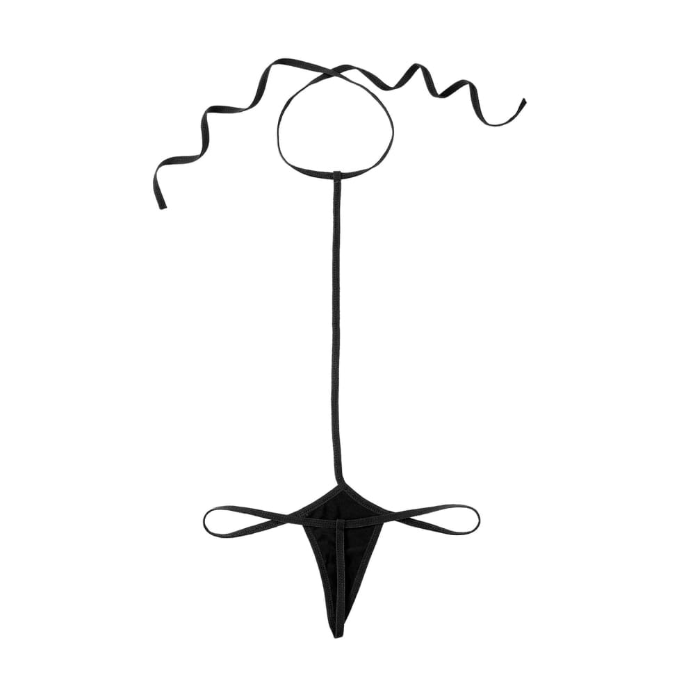 Minimal Coverage Micro Bikini One‑Piece – Adjustable Straps - Black #2 / One Size On sale