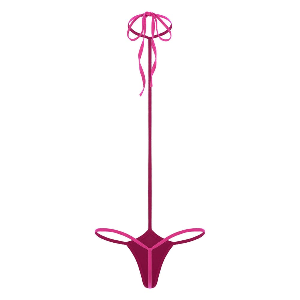 Minimal Coverage Micro Bikini One‑Piece – Adjustable Straps - Hot Pink #2 / One Size