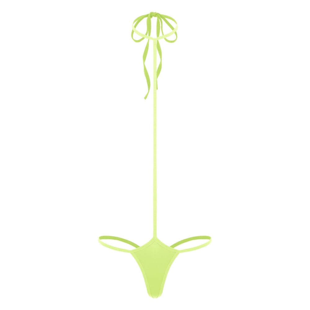 Minimal Coverage Micro Bikini One‑Piece – Adjustable Straps - Light Green #2 / One Size