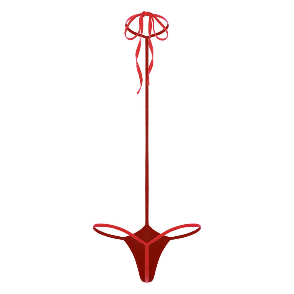 Minimal Coverage Micro Bikini One‑Piece – Adjustable Straps - Red #2 / One Size On sale