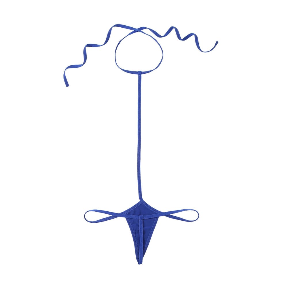 Minimal Coverage Micro Bikini One‑Piece – Adjustable Straps - Royal Blue #2 / One Size