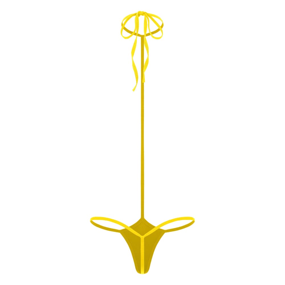 Minimal Coverage Micro Bikini One‑Piece – Adjustable Straps - Yellow #2 / One Size On sale