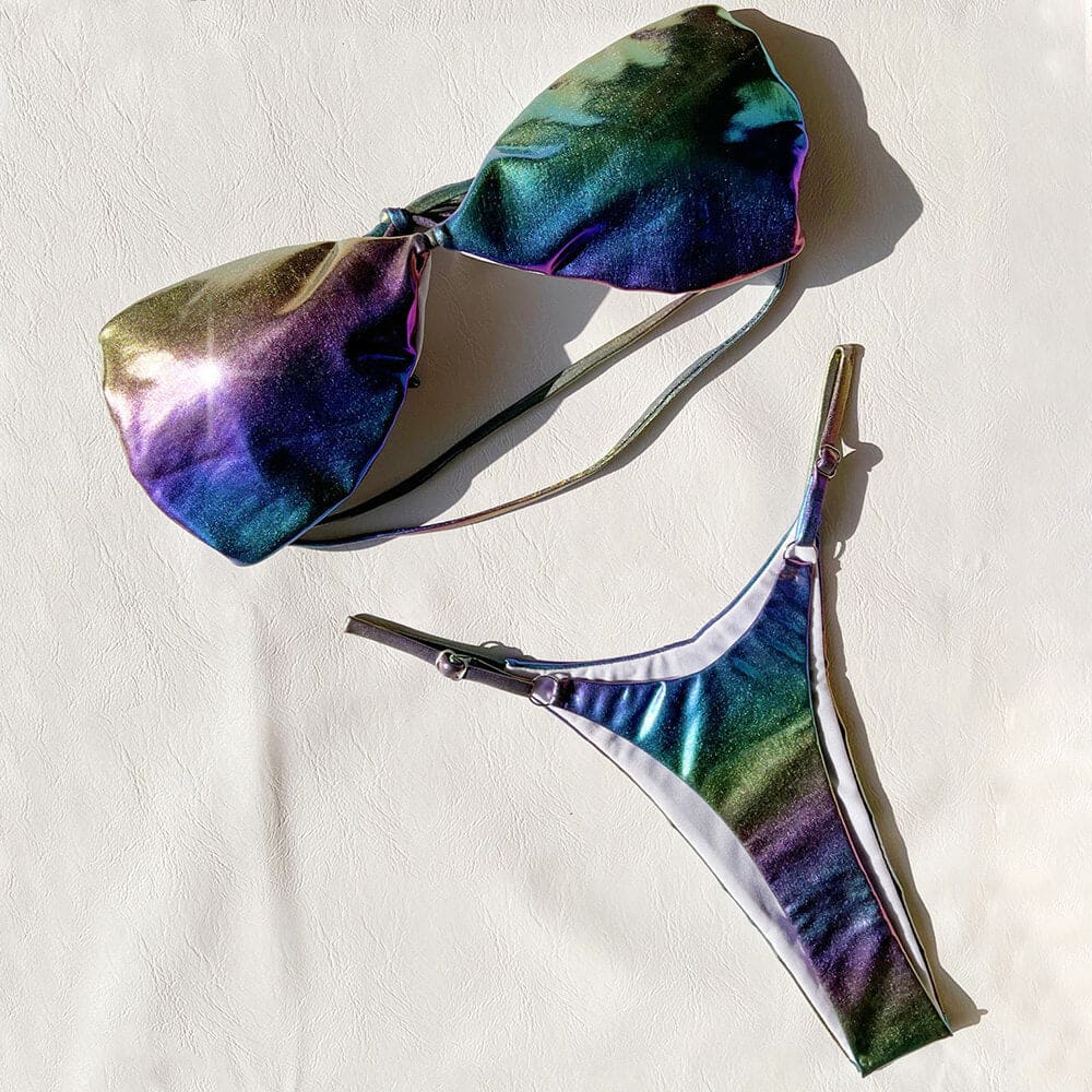 Metallic String Thong Bikini