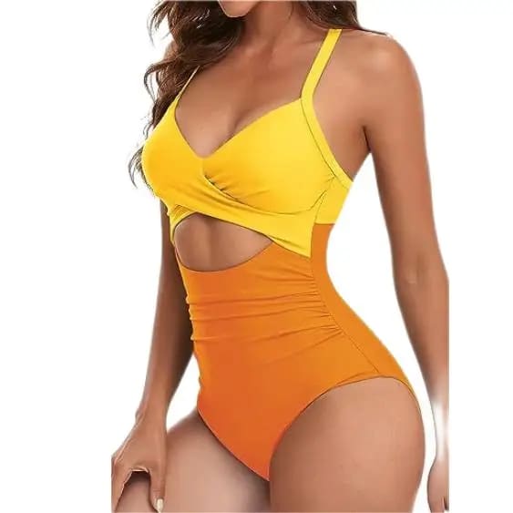One‑Piece Swimsuit – Tummy Control V‑Neck Cutout Design - 17 / S On sale