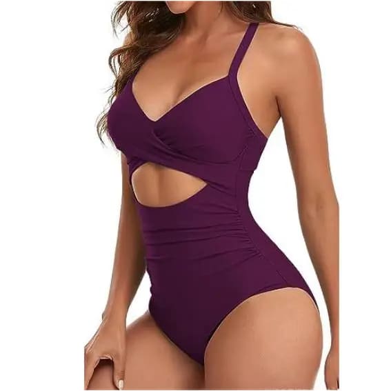 One‑Piece Swimsuit – Tummy Control V‑Neck Cutout Design - 18 / S On sale