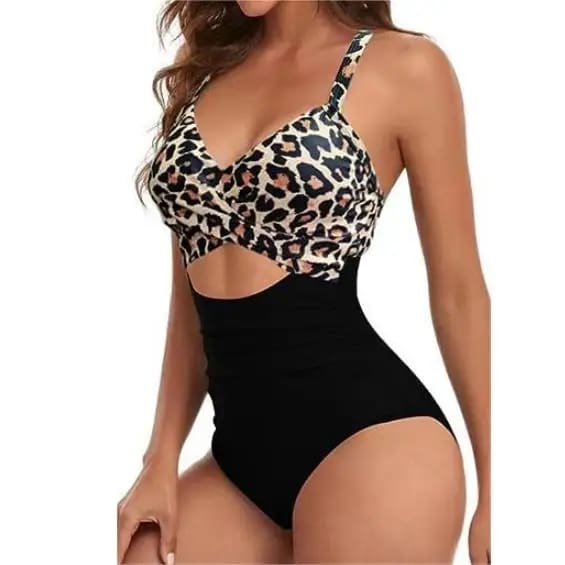 One‑Piece Swimsuit – Tummy Control V‑Neck Cutout Design - 19 / S On sale