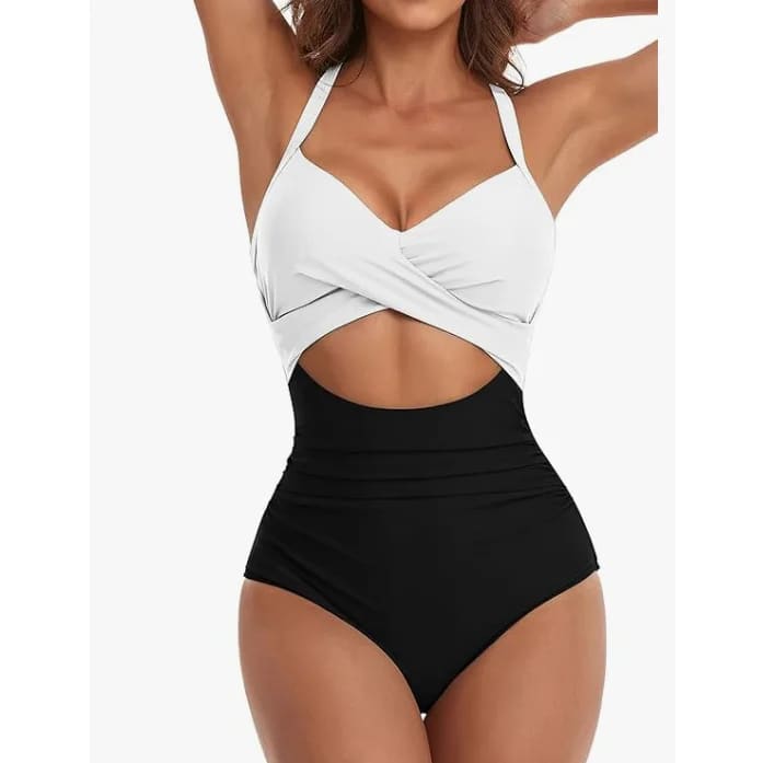 One‑Piece Swimsuit – Tummy Control V‑Neck Cutout Design - On sale