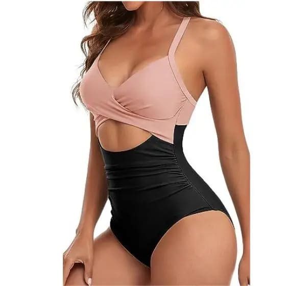 One‑Piece Swimsuit – Tummy Control V‑Neck Cutout Design - 20 / S On sale