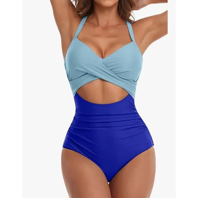 One‑Piece Swimsuit – Tummy Control V‑Neck Cutout Design - On sale