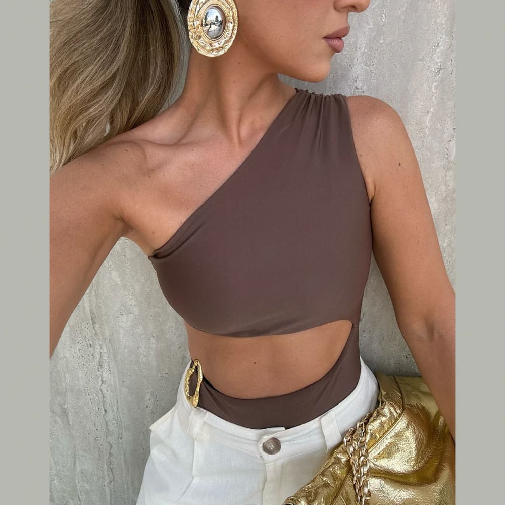 One-Shoulder Cut-Out Monokini Swimsuit for Women - On sale