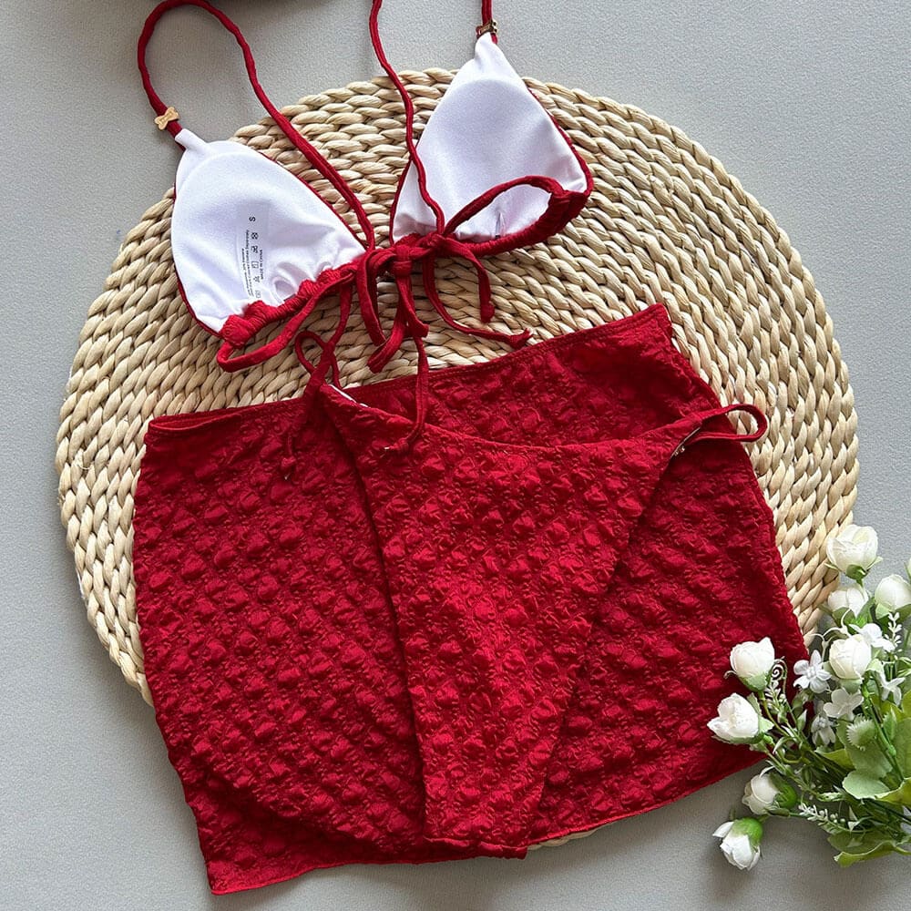 Opulent String Cheeky Micro Triangle Brazilian Three Piece Bikini Swimsuit - On sale