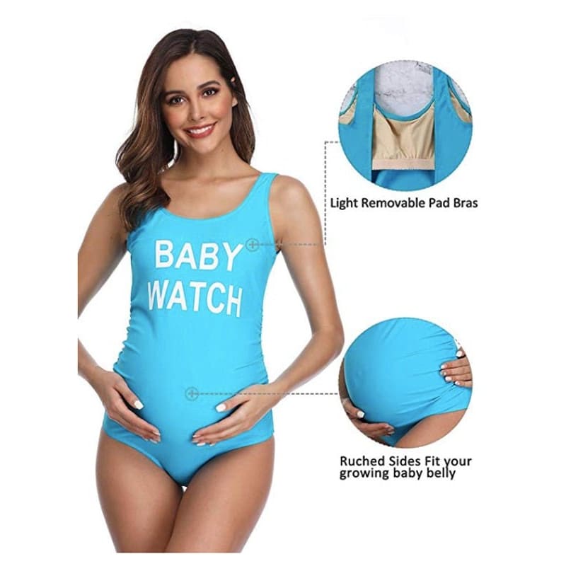 Plus Size Letters Printed Maternity Swimsuit - On sale