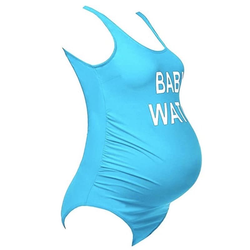 Plus Size Letters Printed Maternity Swimsuit - On sale