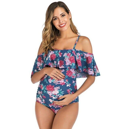 Plus Size Letters Printed Maternity Swimsuit - print / S On sale