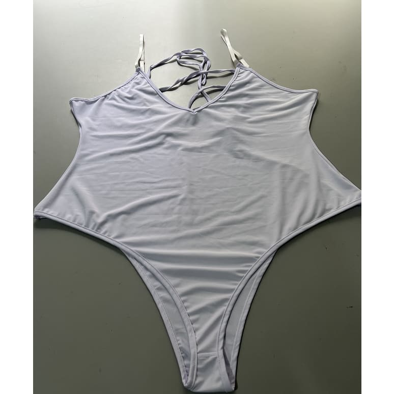 Plus Size Sexy Solid Backless String One Piece Swimsuit - On sale