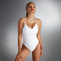 Plus Size Sexy Solid Backless String One Piece Swimsuit - On sale