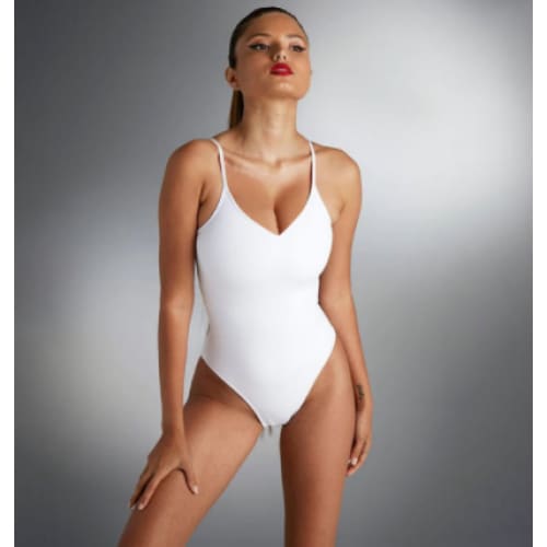 Plus Size Sexy Solid Backless String One Piece Swimsuit - White / 2XL On sale