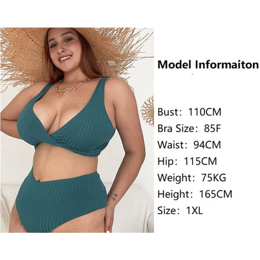 Plus Size Tie‑Dye High‑Waist Bikini Set for Women - On sale