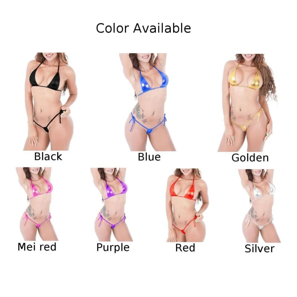 PU Leather Halterneck Micro Bikini Set for Women - On sale