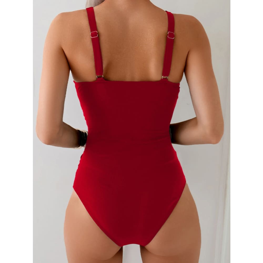 Red Push‑Up One‑Piece Swimsuit – Tummy Control Monokini - On sale
