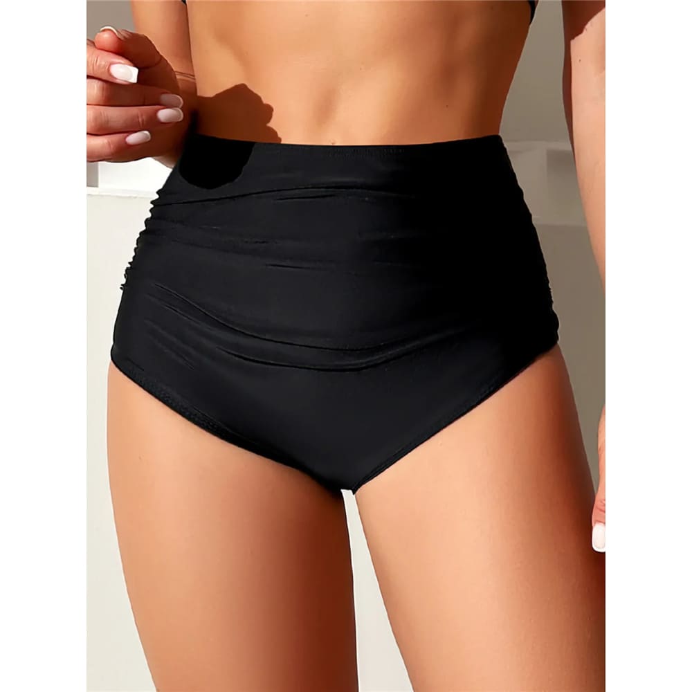 Scrunch Butt High Waist Bikini Bottom – Brazilian Cut - Black5 / M On sale