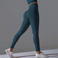 High-waist scrunch butt yoga leggings, Blue Green