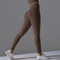 High-waist scrunch butt yoga leggings, Brown