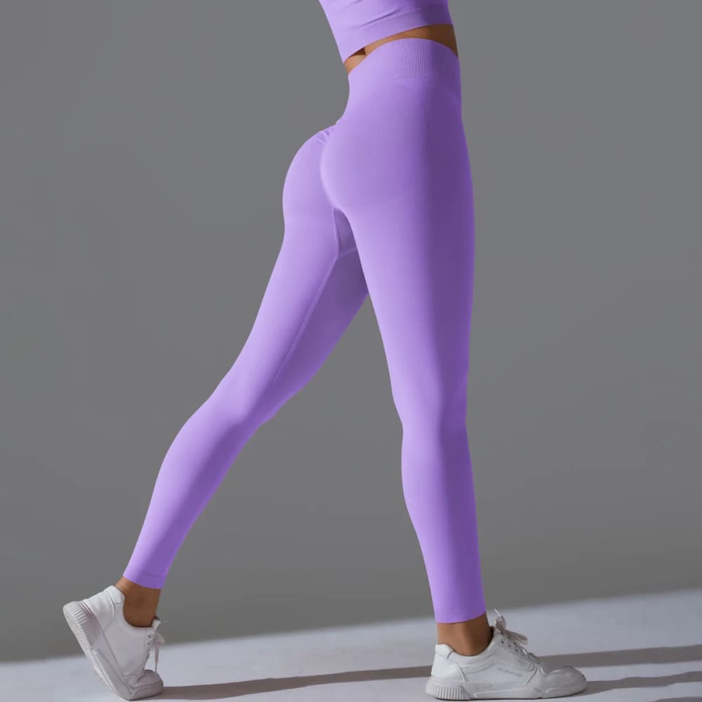 Seamless Scrunch Butt Yoga Leggings – High Waist Tummy Control - Lavender / L On sale