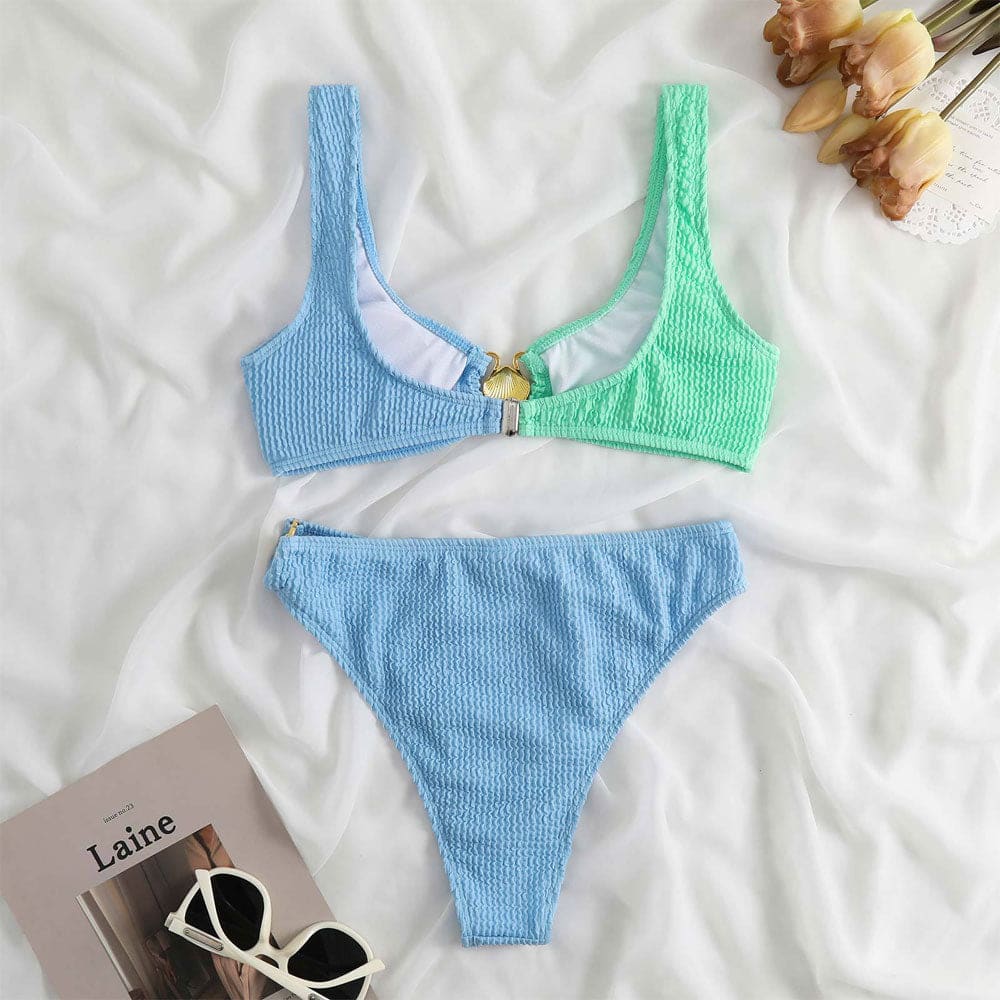 Seashell Ring High-Leg Brazilian Bikini Set - On sale