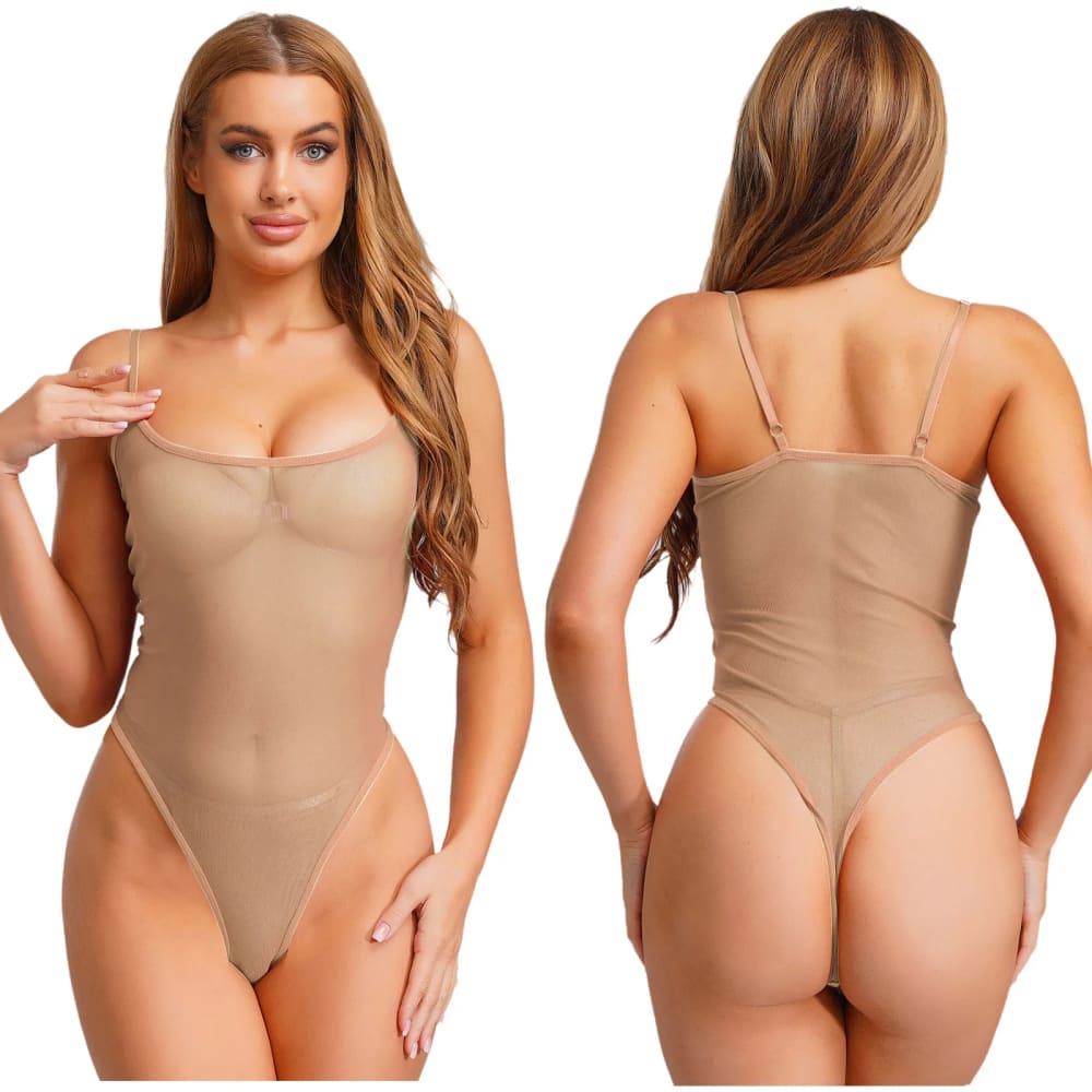 See-Through Mesh High Cut Thong Monokini Swimsuit - On sale
