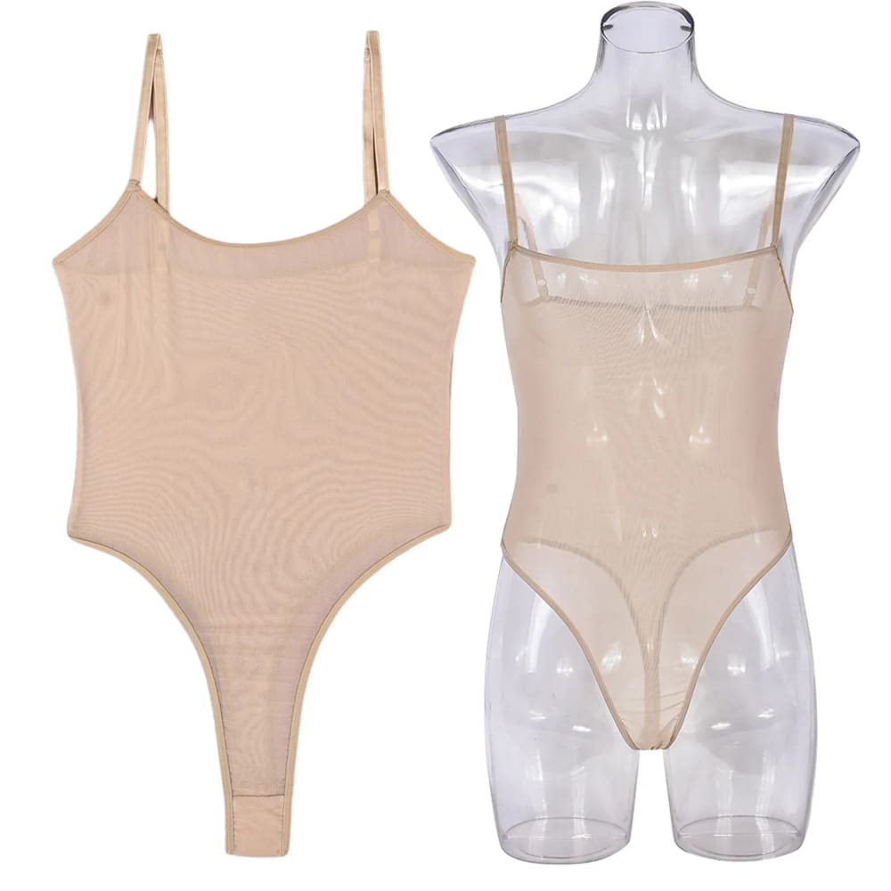 See-Through Mesh High Cut Thong Monokini Swimsuit - On sale