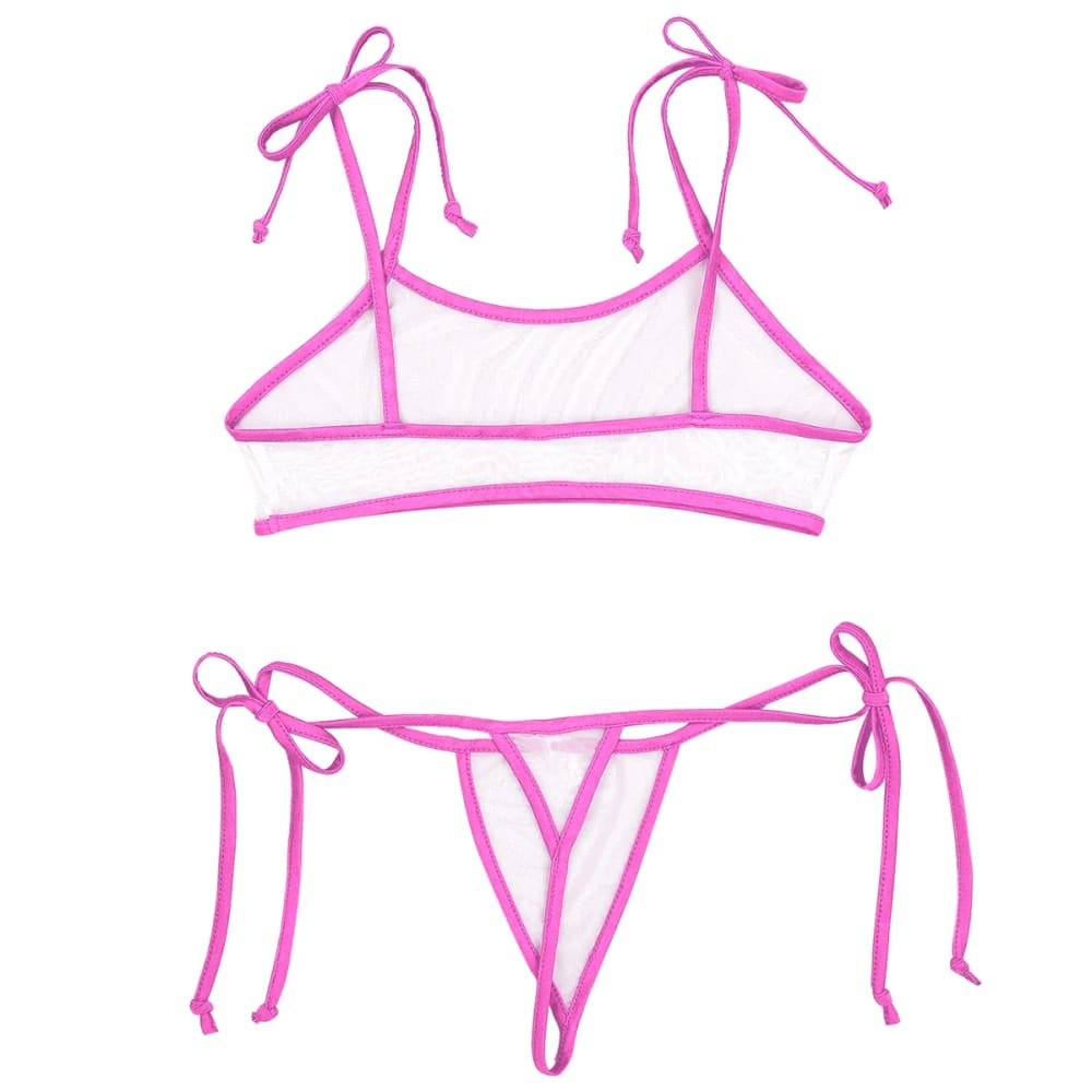 See-Through Mesh Micro Brazilian Bikini Set - On sale