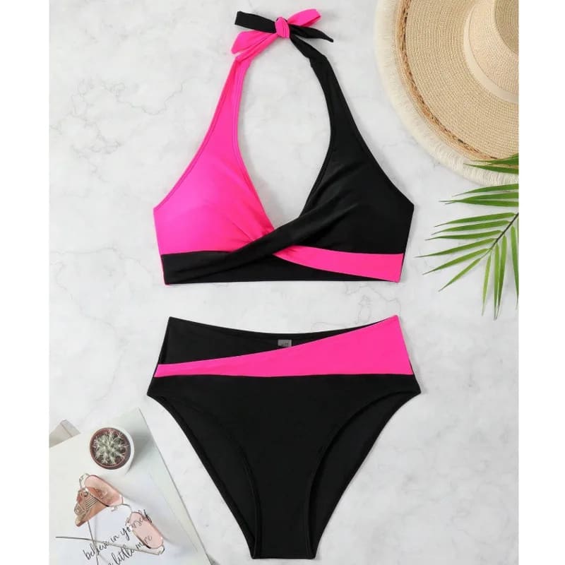 Sexy Block Color Brazilian Bikini Set for Women - On sale