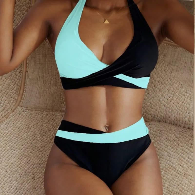 Sexy Block Color Brazilian Bikini Set for Women - On sale