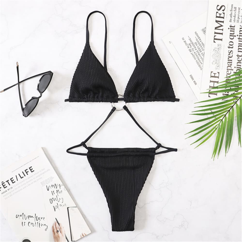 Sexy Crinkled Extreme String Mini Micro Thong One Piece Swimsuit - On sale