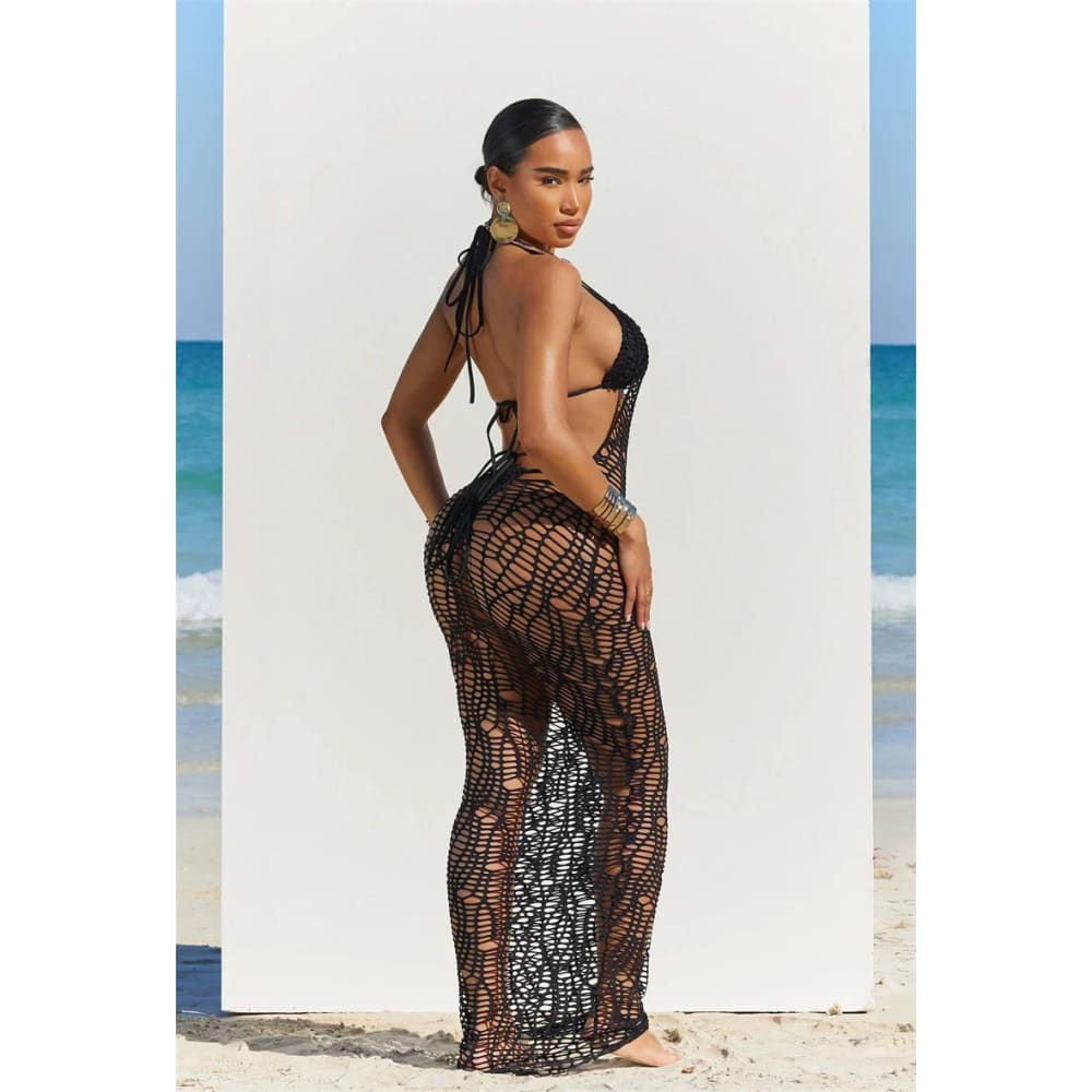 Sexy Crochet Hollow Out 3-Piece Beach Bikini Set - On sale