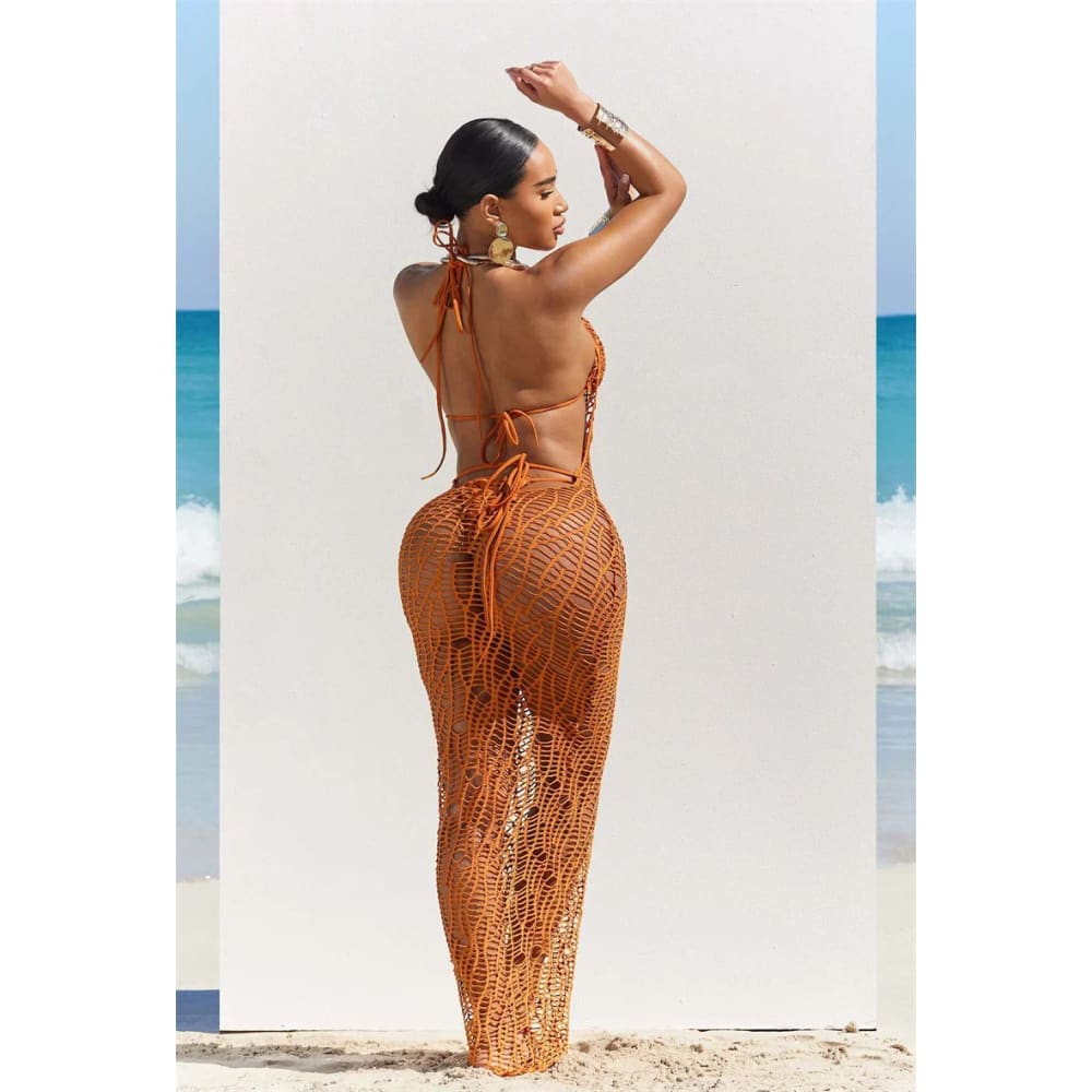 Sexy Crochet Hollow Out 3-Piece Beach Bikini Set - On sale