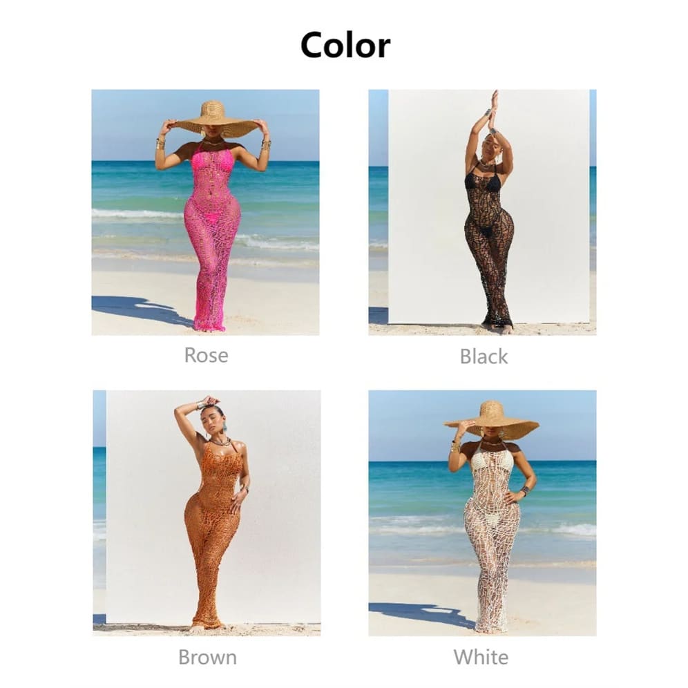 Sexy Crochet Hollow Out 3-Piece Beach Bikini Set - On sale