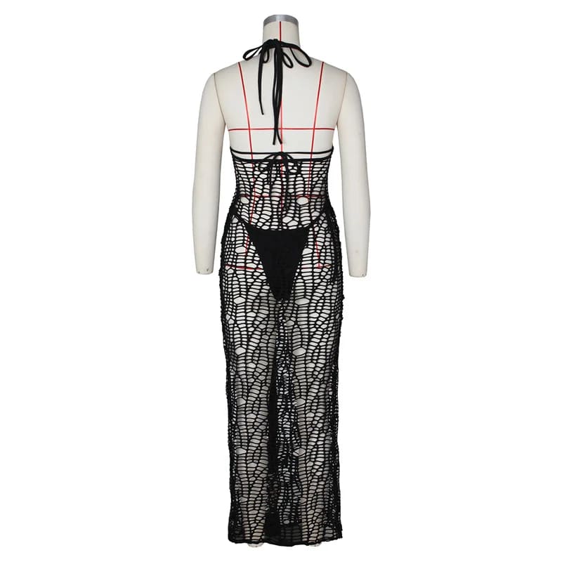 Sexy Crochet Hollow Out 3-Piece Beach Bikini Set - On sale