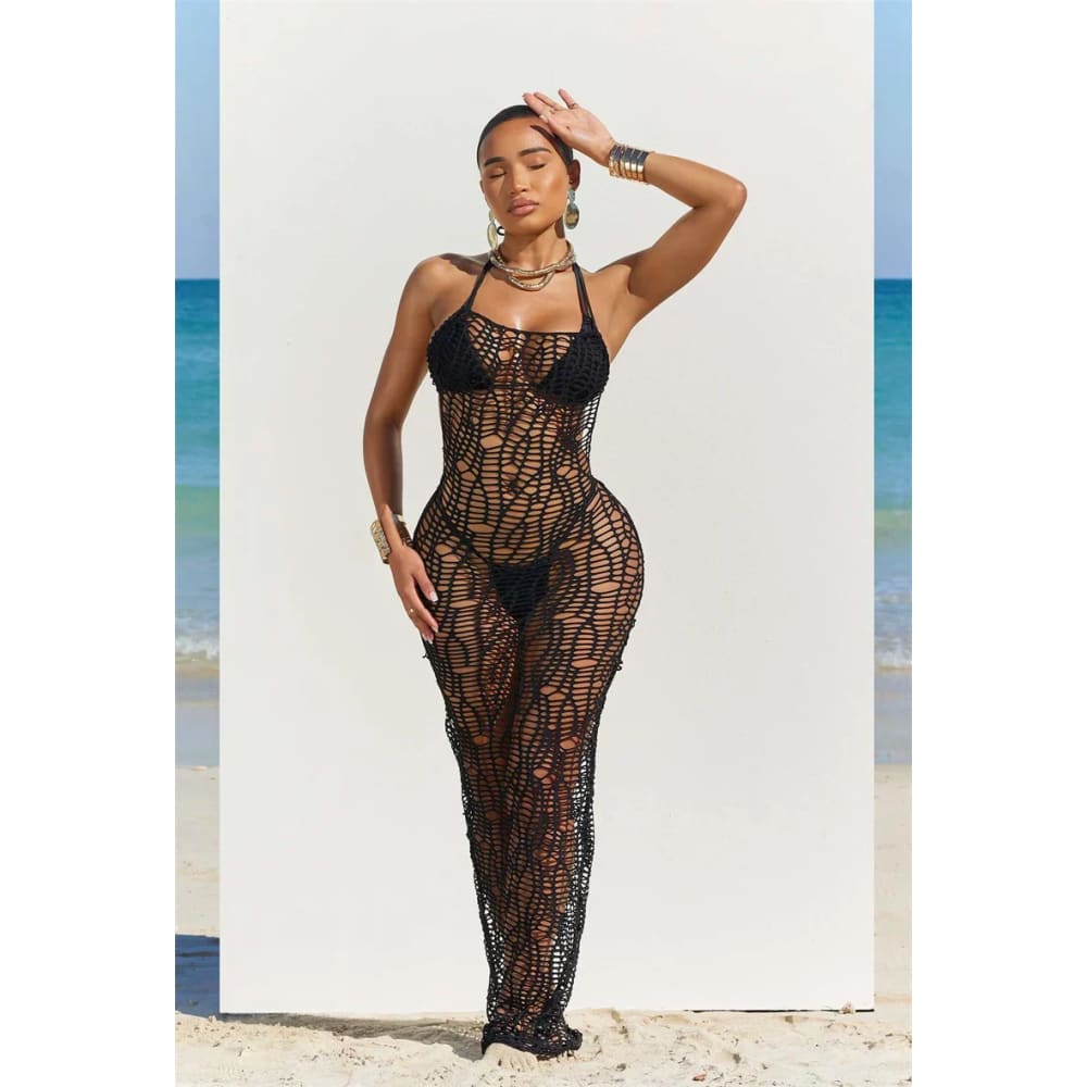 Sexy Crochet Hollow Out 3-Piece Beach Bikini Set - On sale