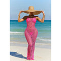 Häkel-Bikini-Set Rose Red, Hollow-Out Lochmuster, figurbetont, ärmellos, lang